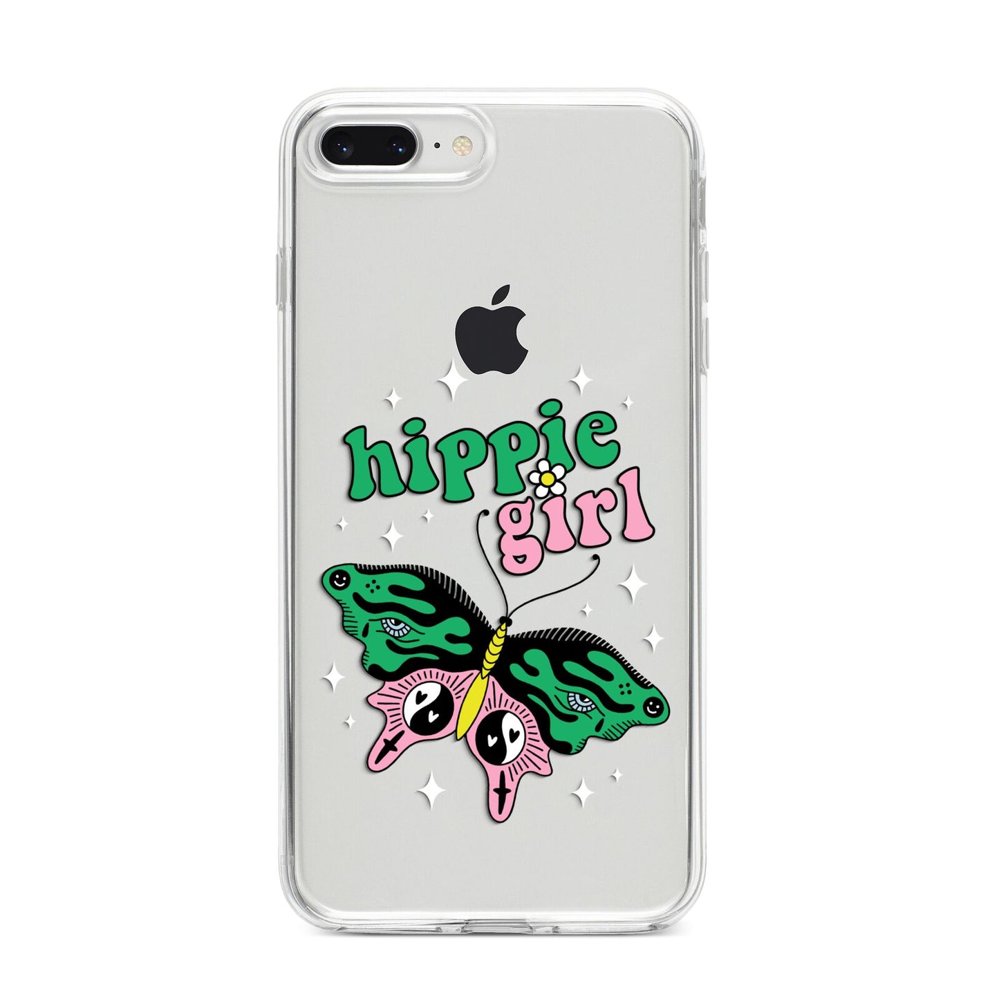 Hippie Girl iPhone 8 Plus Bumper Case on Silver iPhone