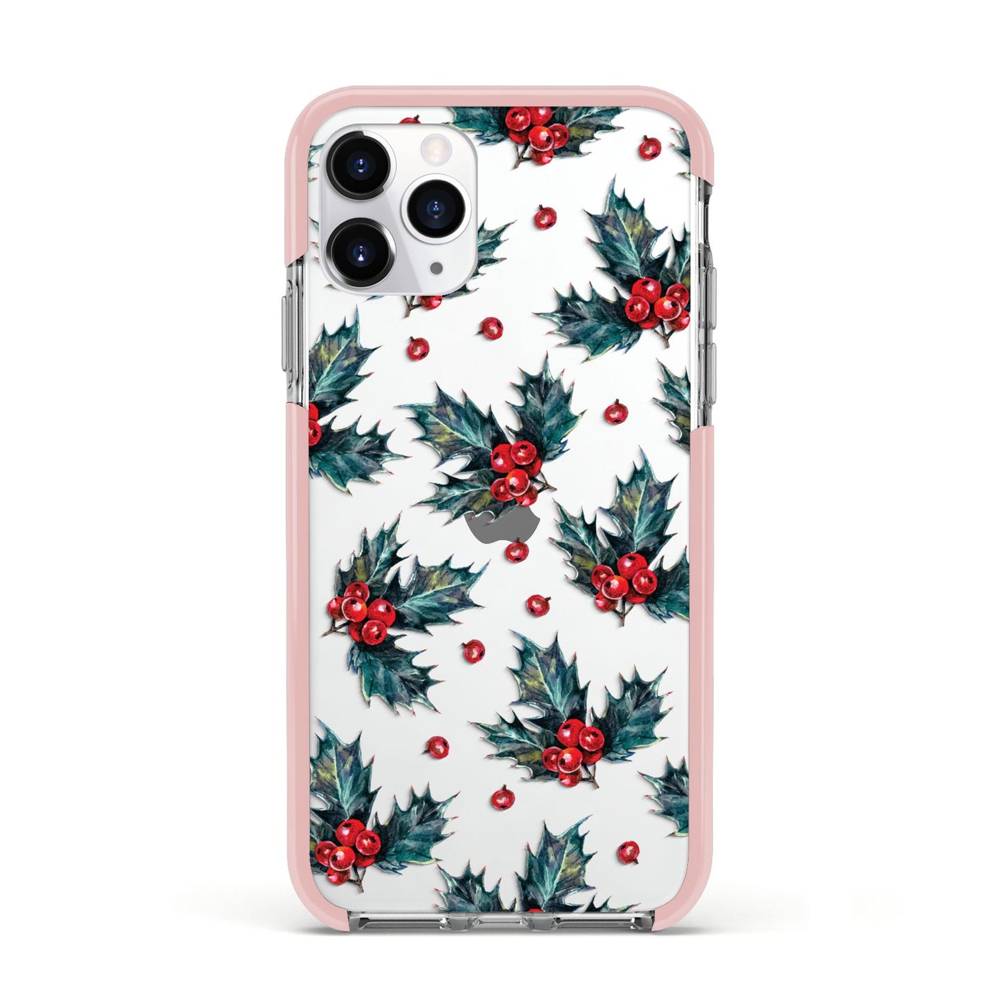 Holly berry Apple iPhone 11 Pro in Silver with Pink Impact Case