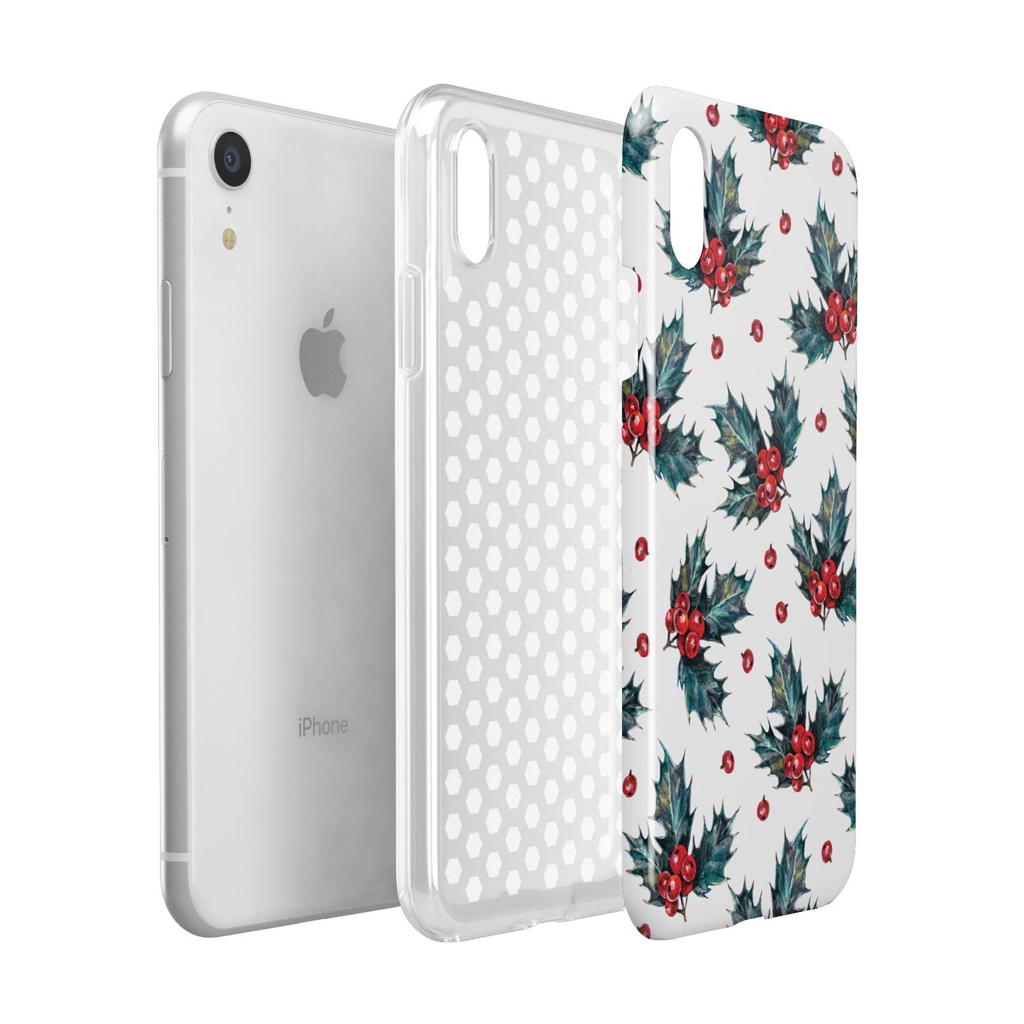 Holly berry Apple iPhone XR White 3D Tough Case Expanded view
