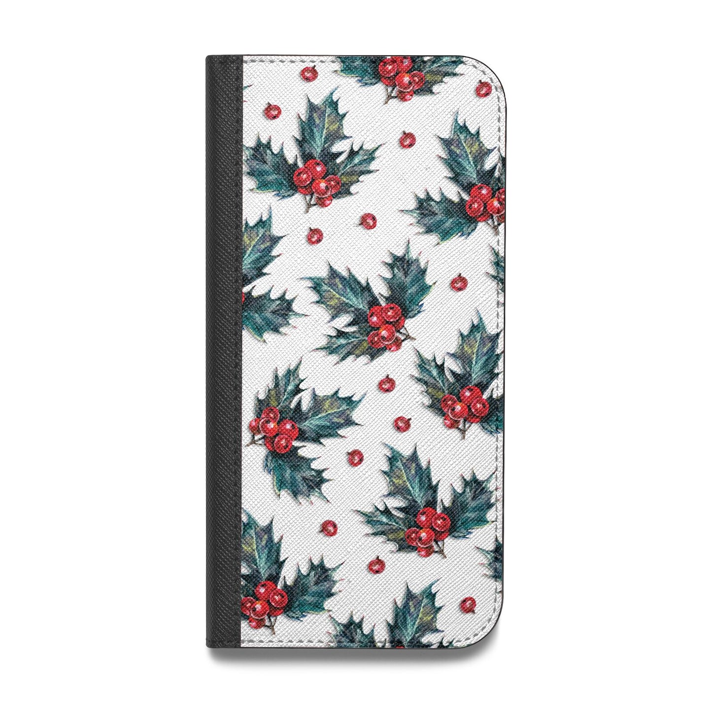 Holly berry Vegan Leather Flip iPhone Case