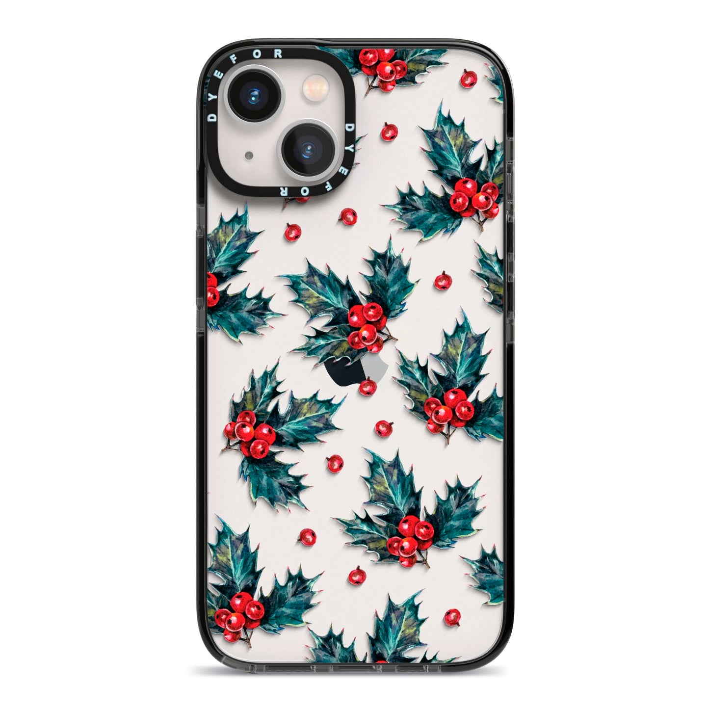 Holly berry iPhone 13 Black Impact Case on Silver phone