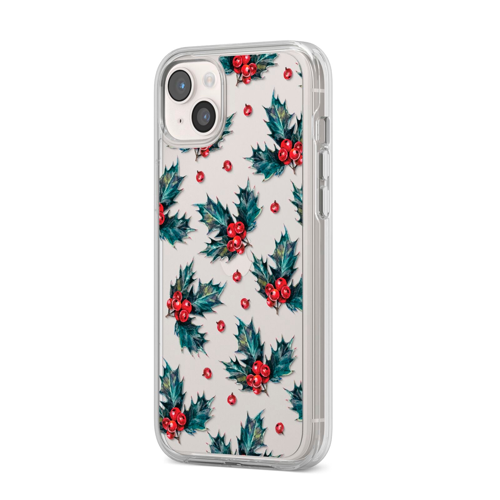 Holly berry iPhone 14 Plus Clear Tough Case Starlight Angled Image
