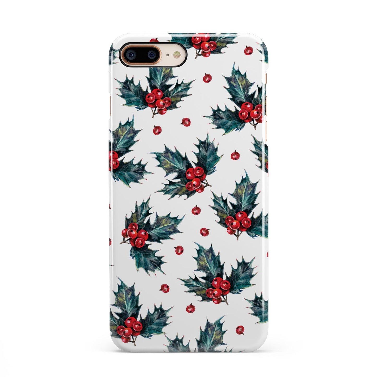 Holly berry iPhone 8 Plus 3D Snap Case on Gold Phone