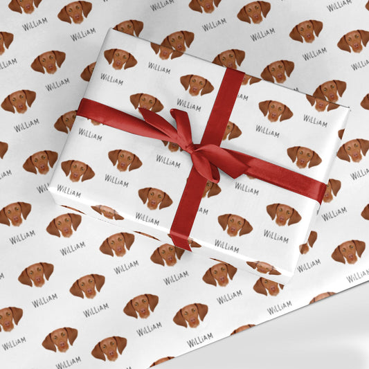 Hungarian Vizsla Icon with Name Custom Wrapping Paper