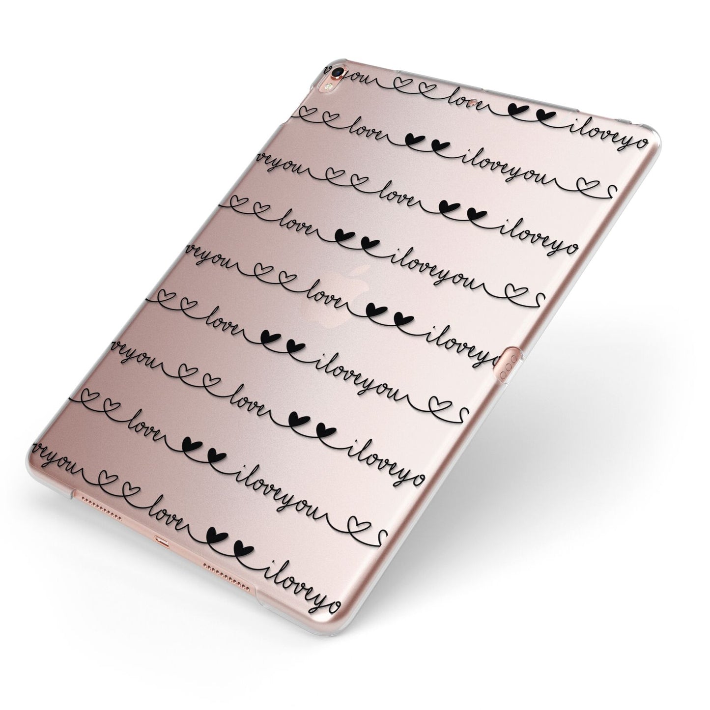 I Love You Repeat Apple iPad Case on Rose Gold iPad Side View