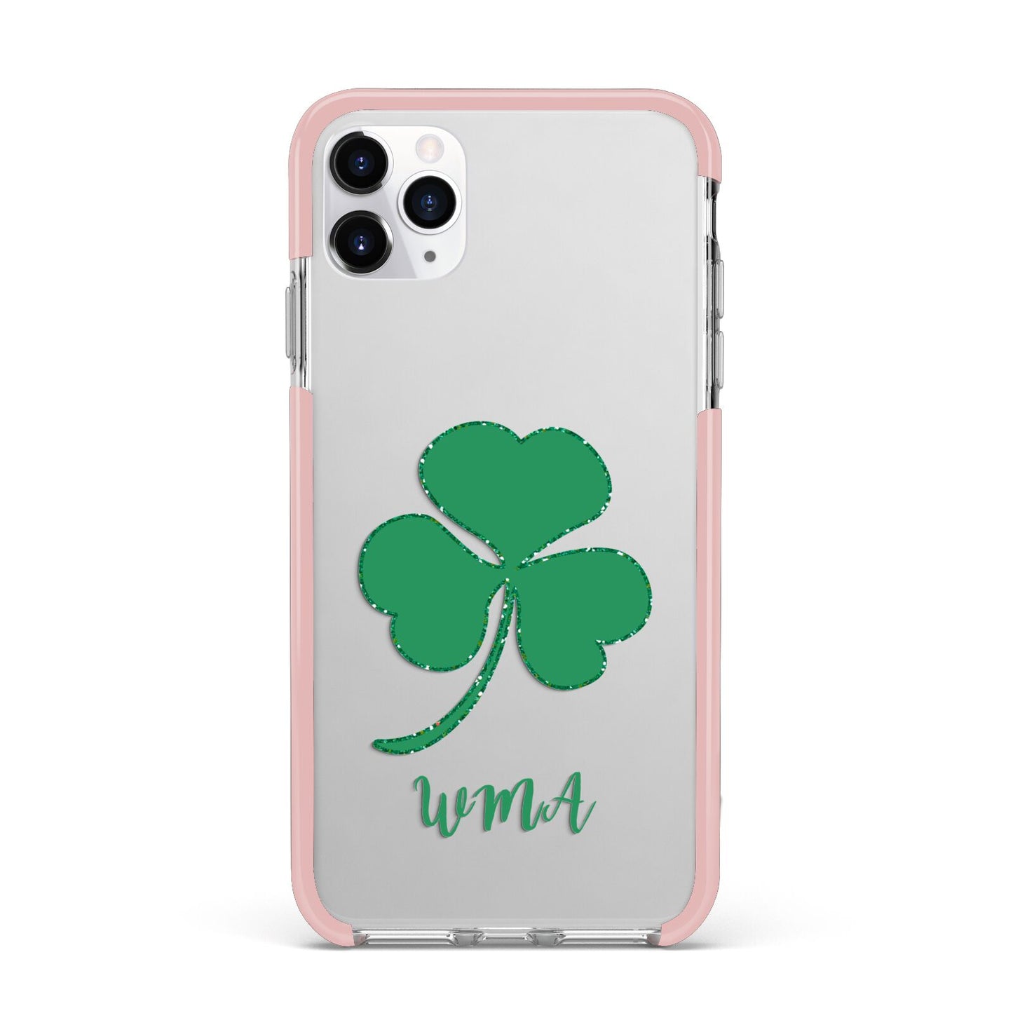 Initialled Shamrock Custom iPhone 11 Pro Max Impact Pink Edge Case