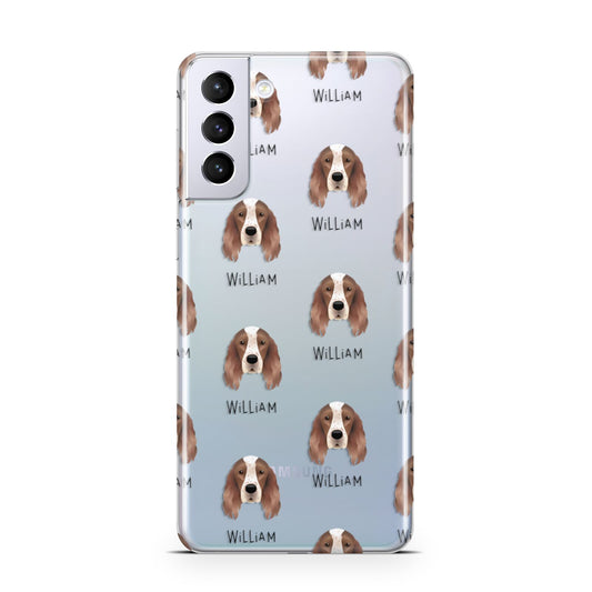 Irish Red White Setter Icon with Name Samsung S21 Plus Phone Case
