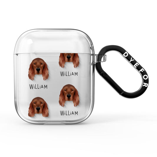Irish Setter Icon with Name AirPods Clear Case