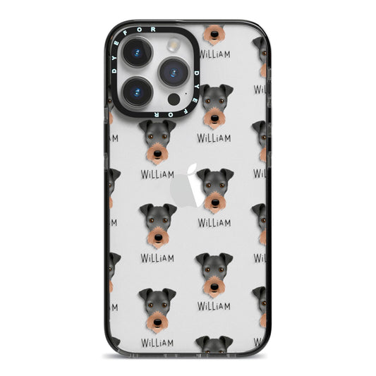 Irish Terrier Icon with Name iPhone 14 Pro Max Black Impact Case on Silver phone
