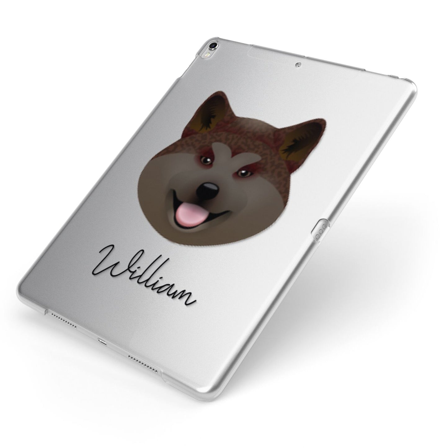 Japanese Akita Personalised Apple iPad Case on Silver iPad Side View