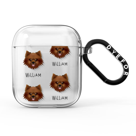 Keeshond Icon with Name AirPods Clear Case