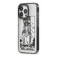 King of Swords Monochrome iPhone 13 Pro Black Impact Case Side Angle on Silver phone