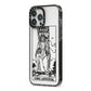 King of Swords Monochrome iPhone 13 Pro Max Black Impact Case Side Angle on Silver phone