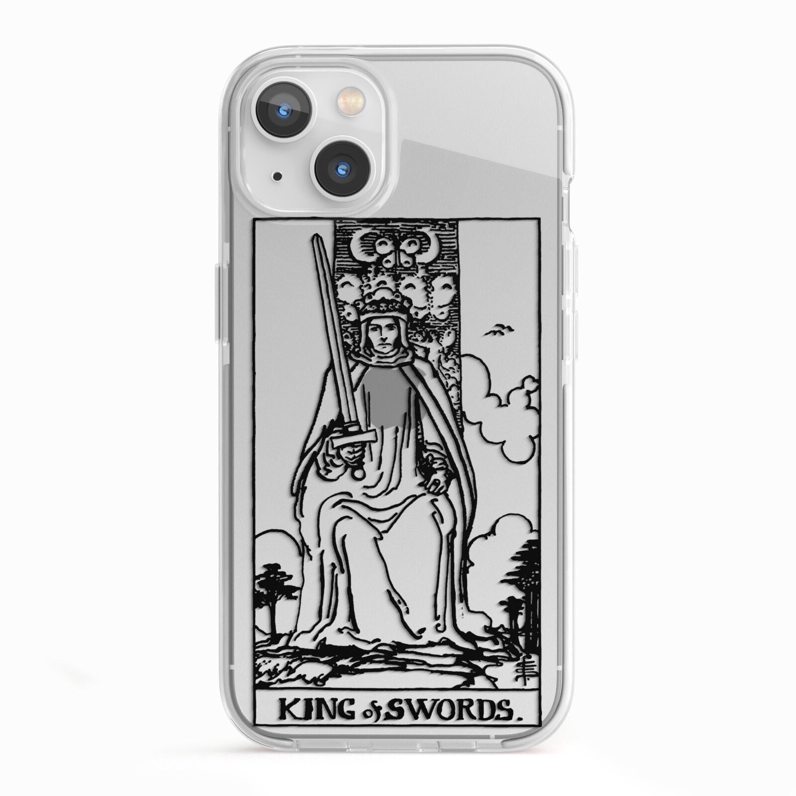 King of Swords Monochrome iPhone 13 TPU Impact Case with White Edges