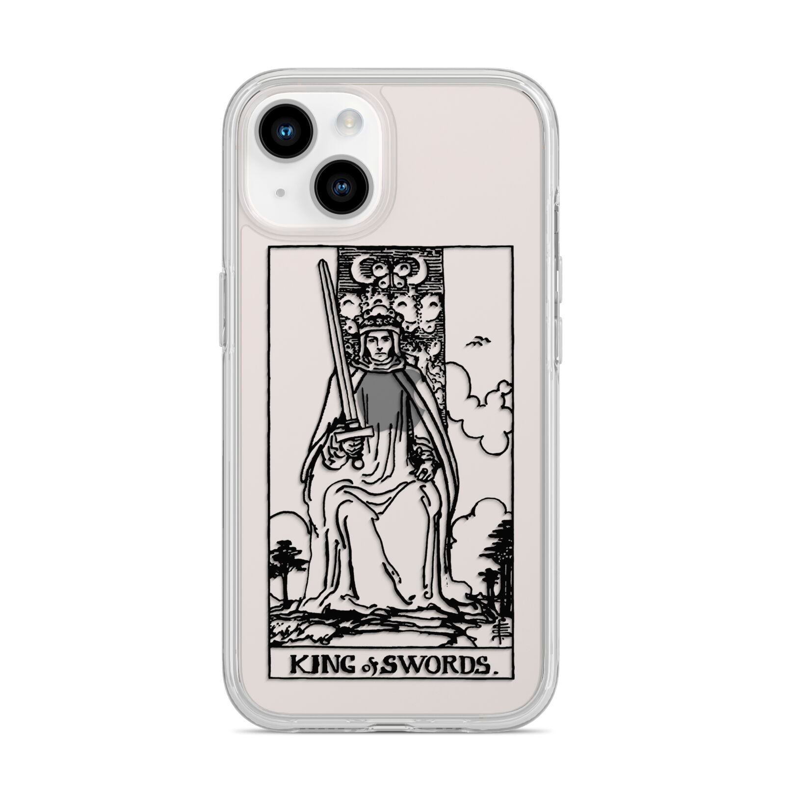 King of Swords Monochrome iPhone 14 Clear Tough Case Starlight