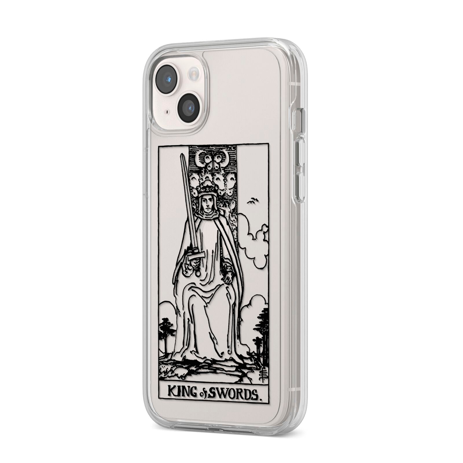 King of Swords Monochrome iPhone 14 Plus Clear Tough Case Starlight Angled Image