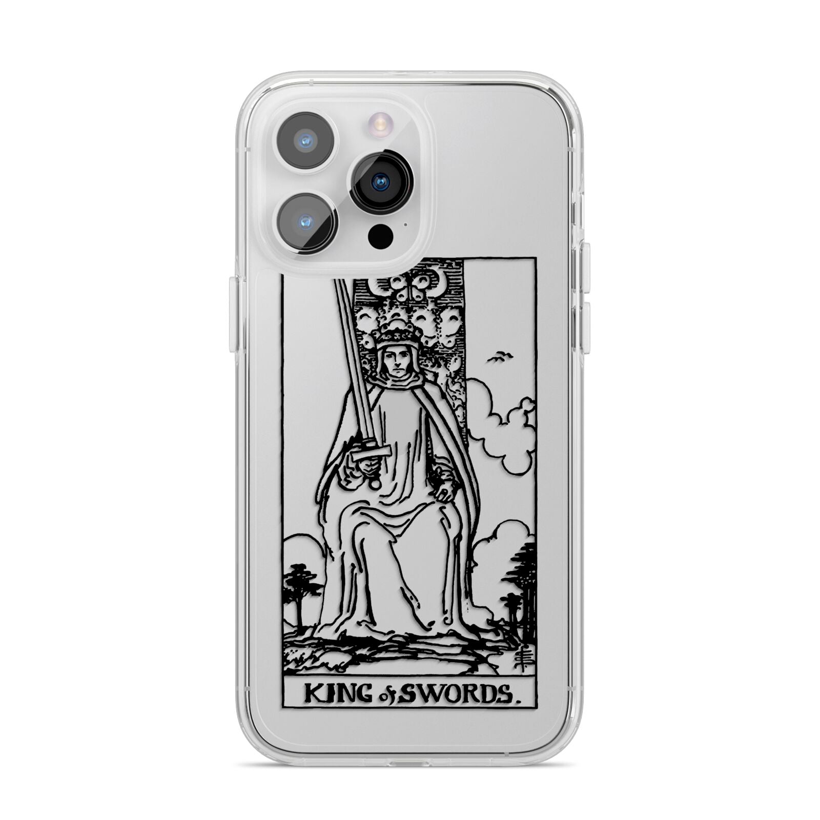 King of Swords Monochrome iPhone 14 Pro Max Clear Tough Case Silver