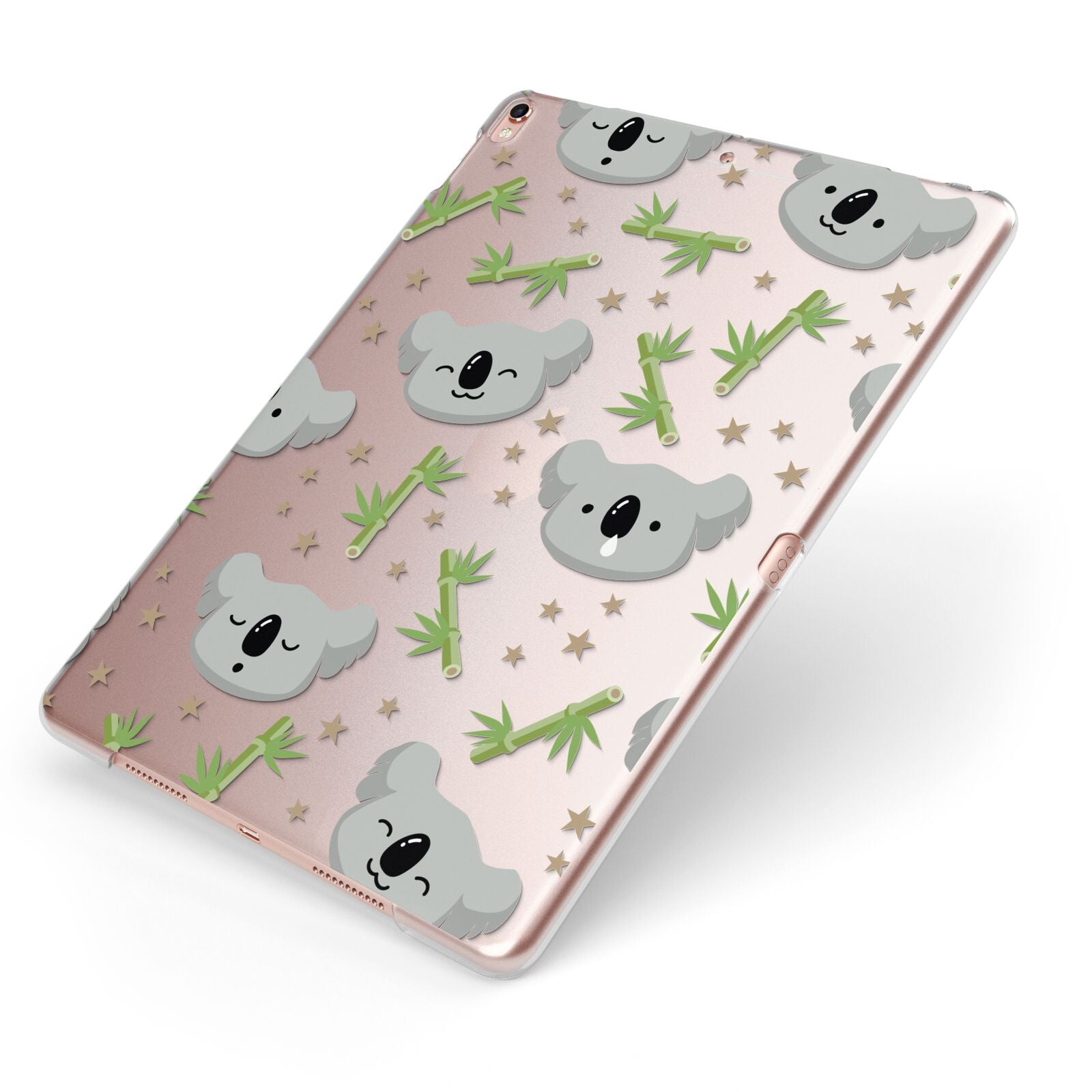 Koala Faces with Transparent Background Apple iPad Case on Rose Gold iPad Side View