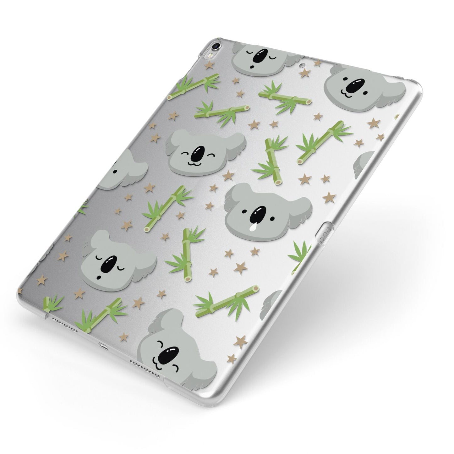 Koala Faces with Transparent Background Apple iPad Case on Silver iPad Side View