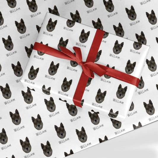 Korean Jindo Icon with Name Custom Wrapping Paper