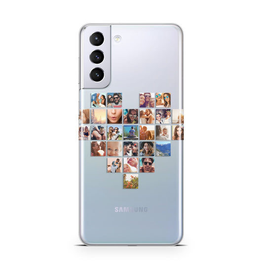 Large Heart Photo Montage Upload Samsung S21 Plus Phone Case