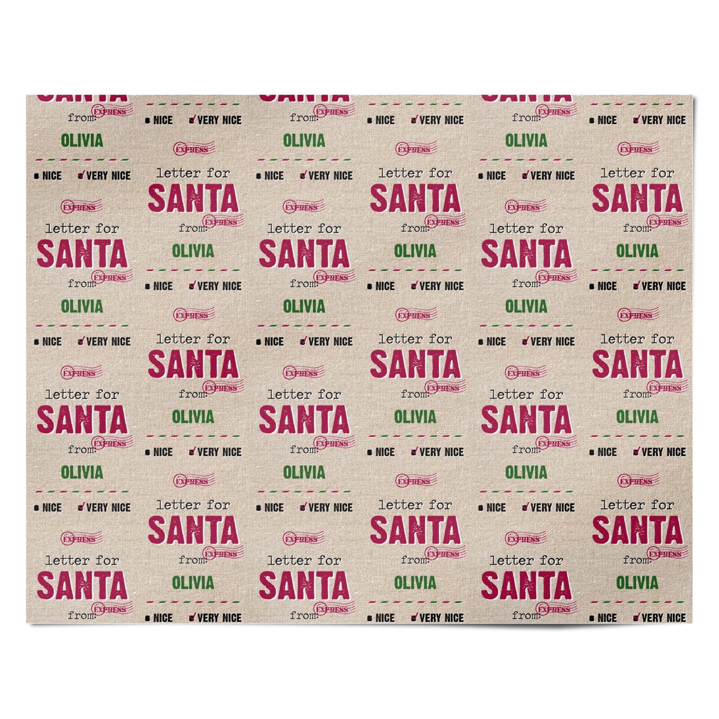 Letters to Santa Personalised Personalised Wrapping Paper Alternative