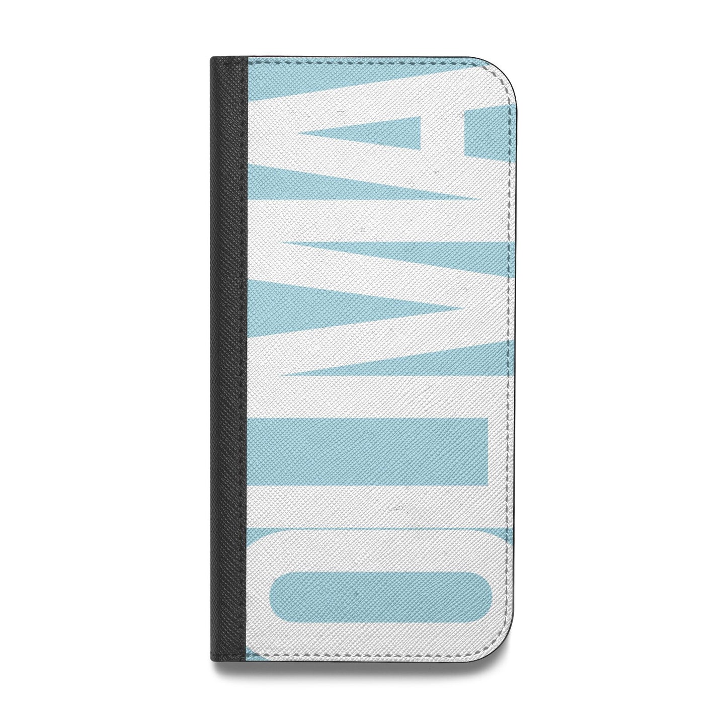 Light Blue with Bold White Name Vegan Leather Flip Samsung Case