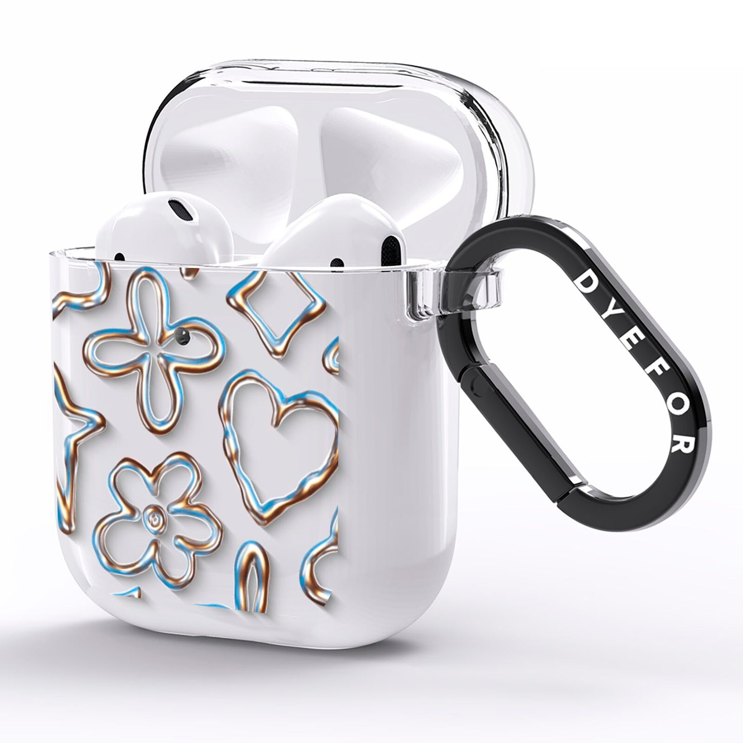 Liquid Chrome Doodles AirPods Clear Case Side Image