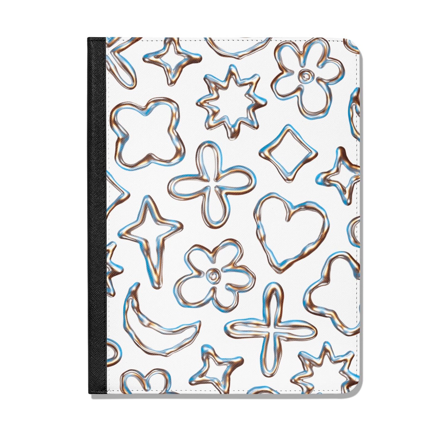 Liquid Chrome Doodles Apple iPad Leather Folio Case