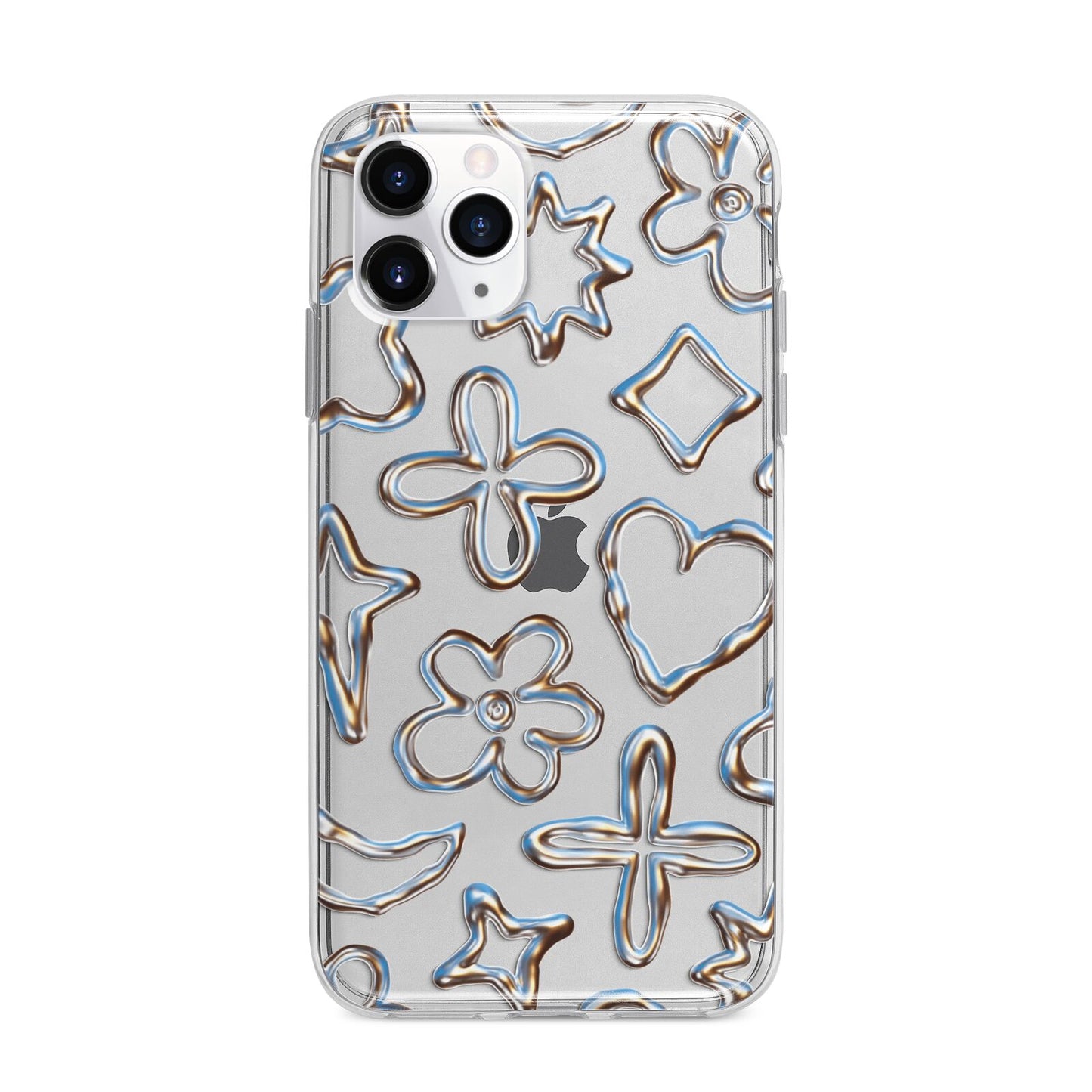 Liquid Chrome Doodles Apple iPhone 11 Pro Max in Silver with Bumper Case
