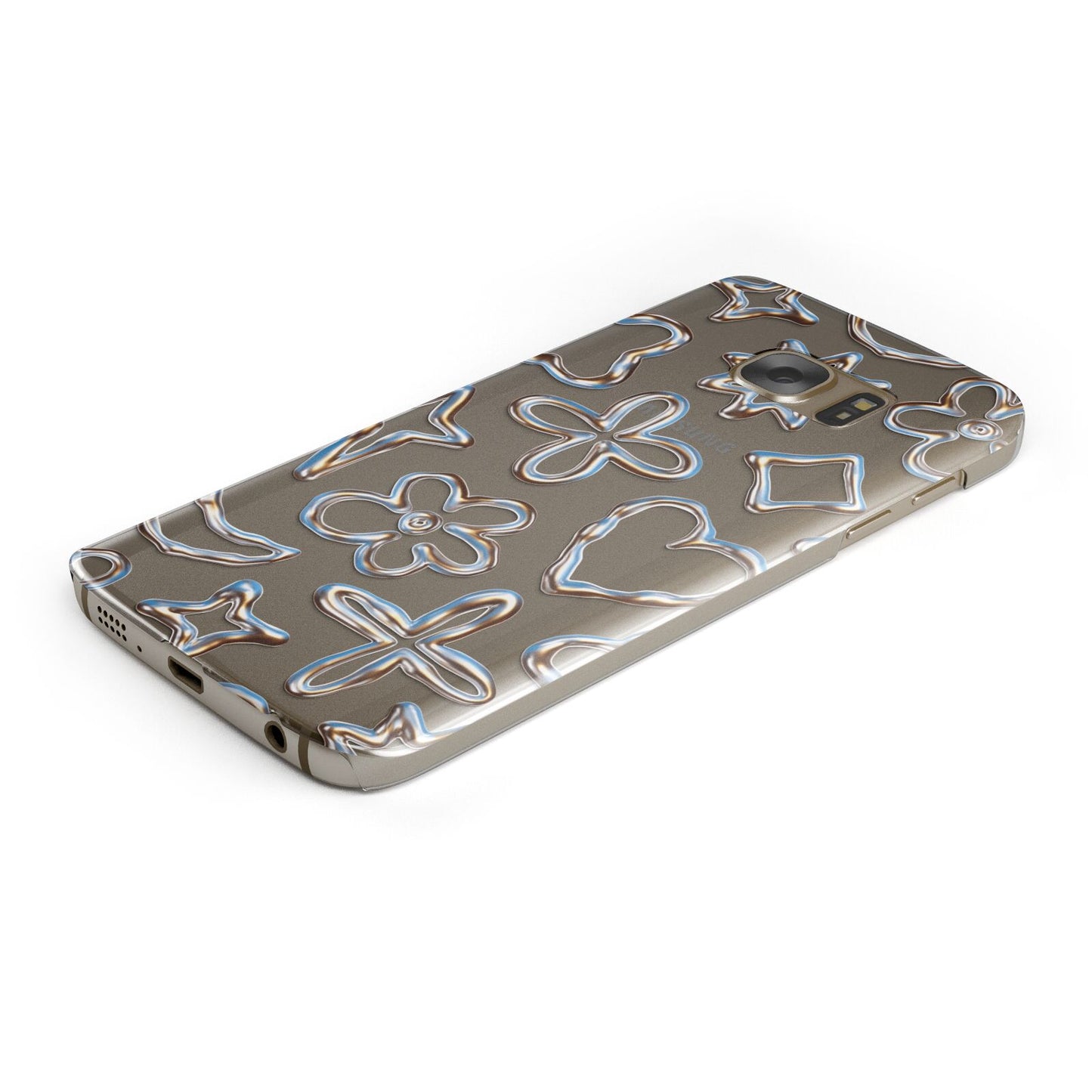 Liquid Chrome Doodles Protective Samsung Galaxy Case Angled Image