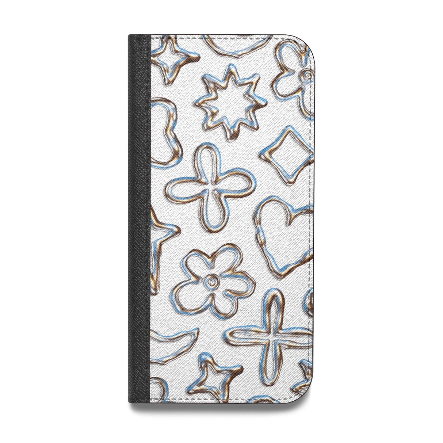 Liquid Chrome Doodles Vegan Leather Flip iPhone Case
