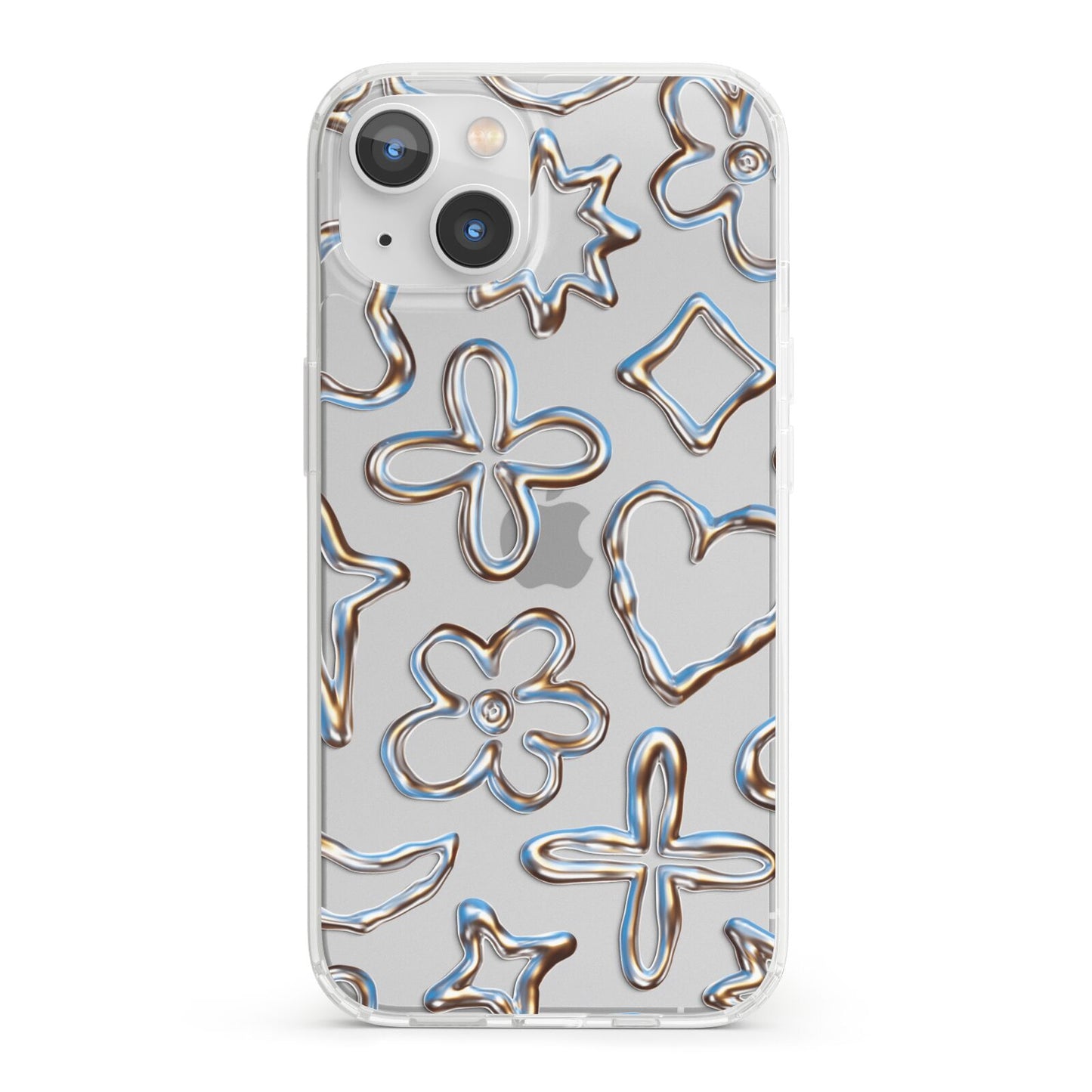Liquid Chrome Doodles iPhone 13 Clear Bumper Case
