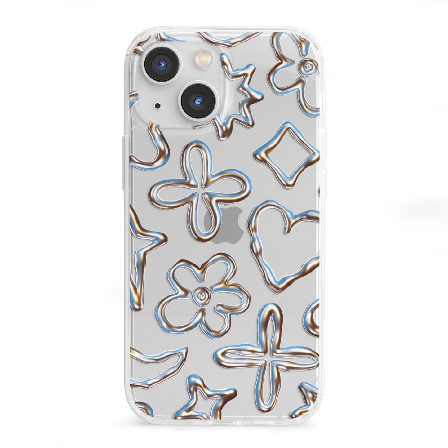Liquid Chrome Doodles iPhone 13 Mini Clear Bumper Case