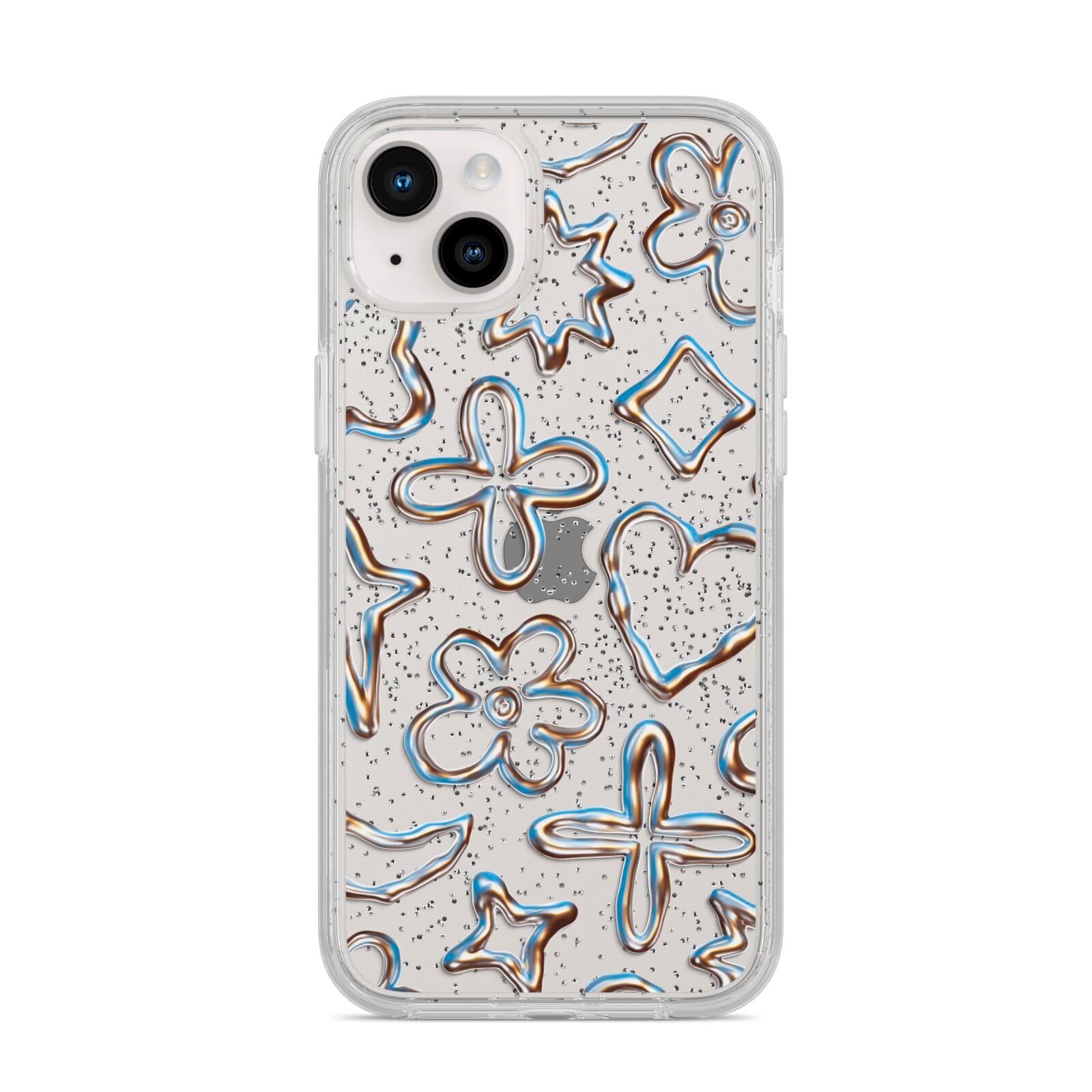 Liquid Chrome Doodles iPhone 14 Plus Glitter Tough Case Starlight