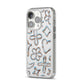 Liquid Chrome Doodles iPhone 14 Pro Clear Tough Case Silver Angled Image