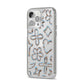 Liquid Chrome Doodles iPhone 14 Pro Max Clear Tough Case Silver Angled Image