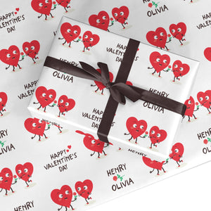 Love Heart Couples Custom Wrapping Paper