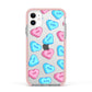 Love Heart Sweets with Names Apple iPhone 11 in White with Pink Impact Case
