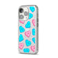 Love Heart Sweets with Names iPhone 14 Pro Glitter Tough Case Silver Angled Image