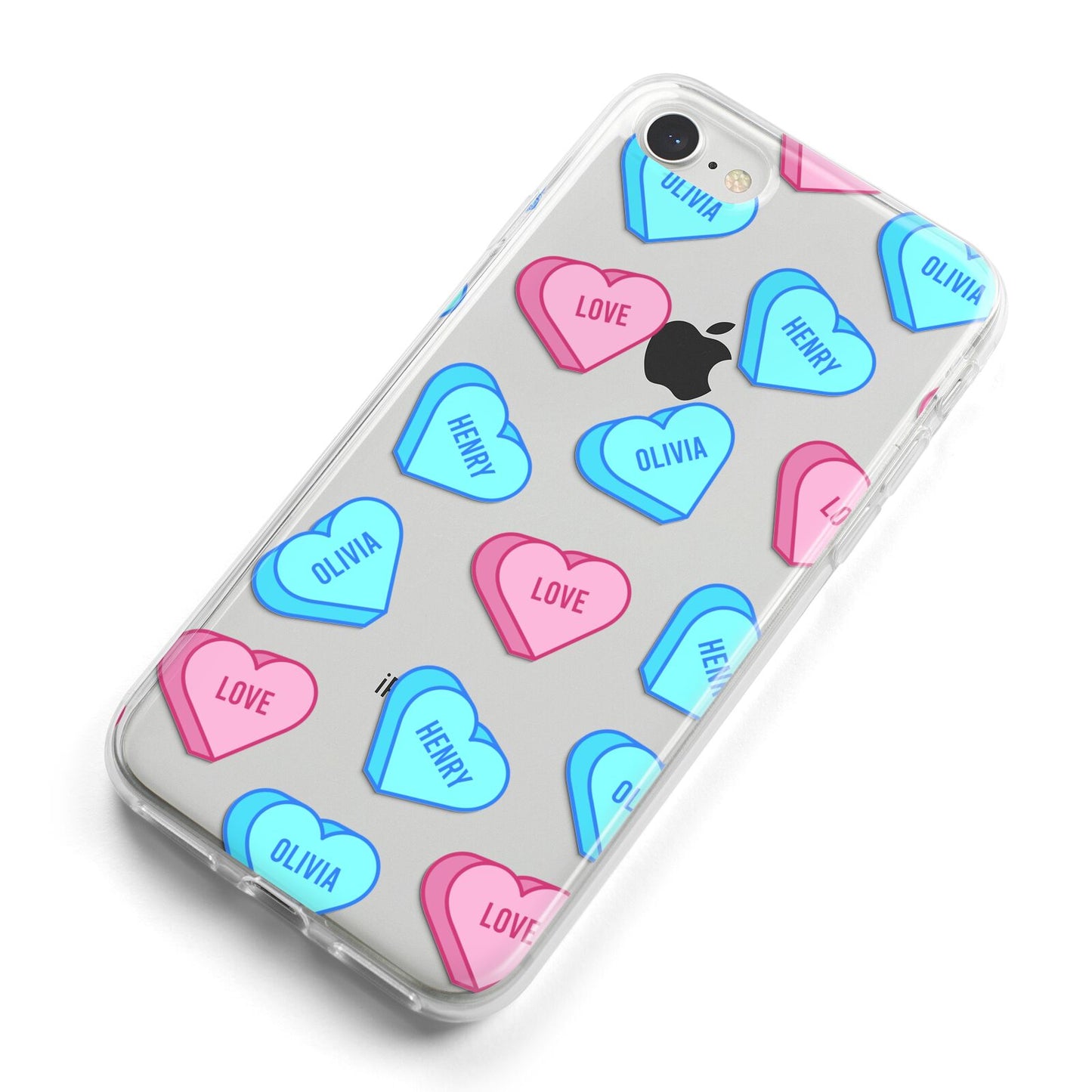 Love Heart Sweets with Names iPhone 8 Bumper Case on Silver iPhone Alternative Image