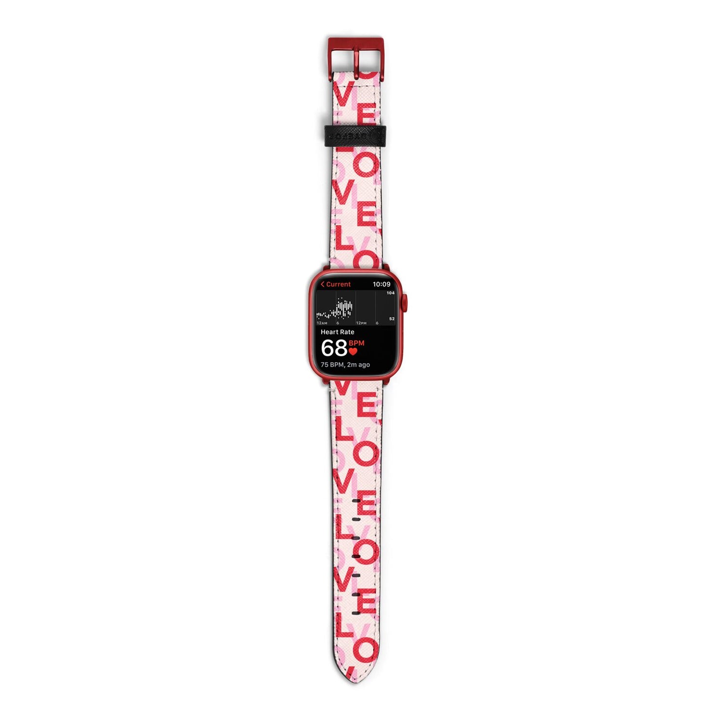 Love Valentine Apple Watch Strap Size 38mm with Red Hardware