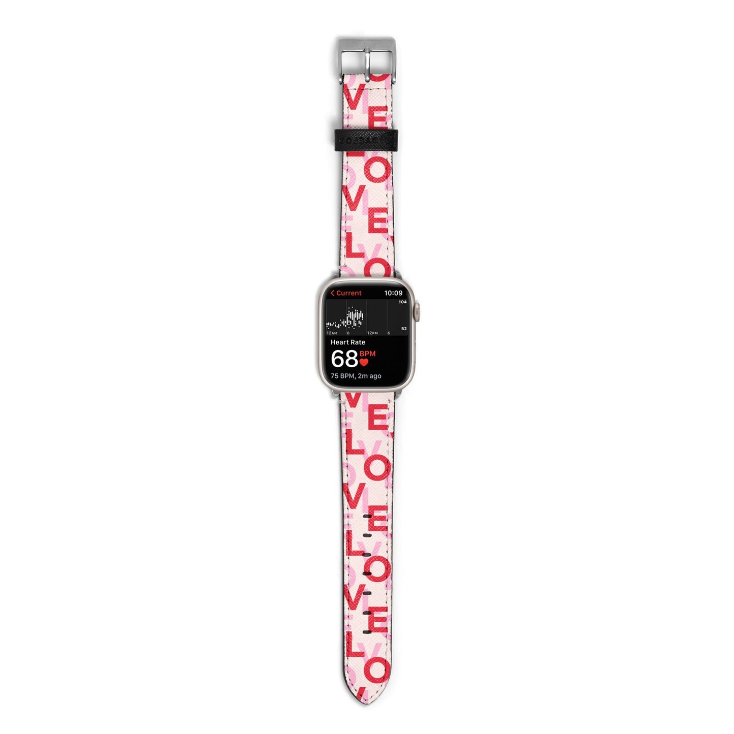 Love Valentine Apple Watch Strap Size 38mm with Silver Hardware
