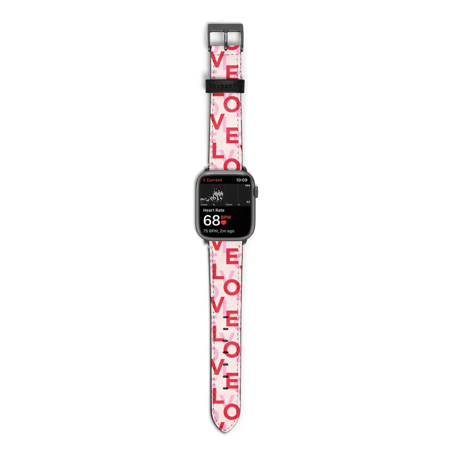 Love Valentine Apple Watch Strap Size 38mm with Space Grey Hardware