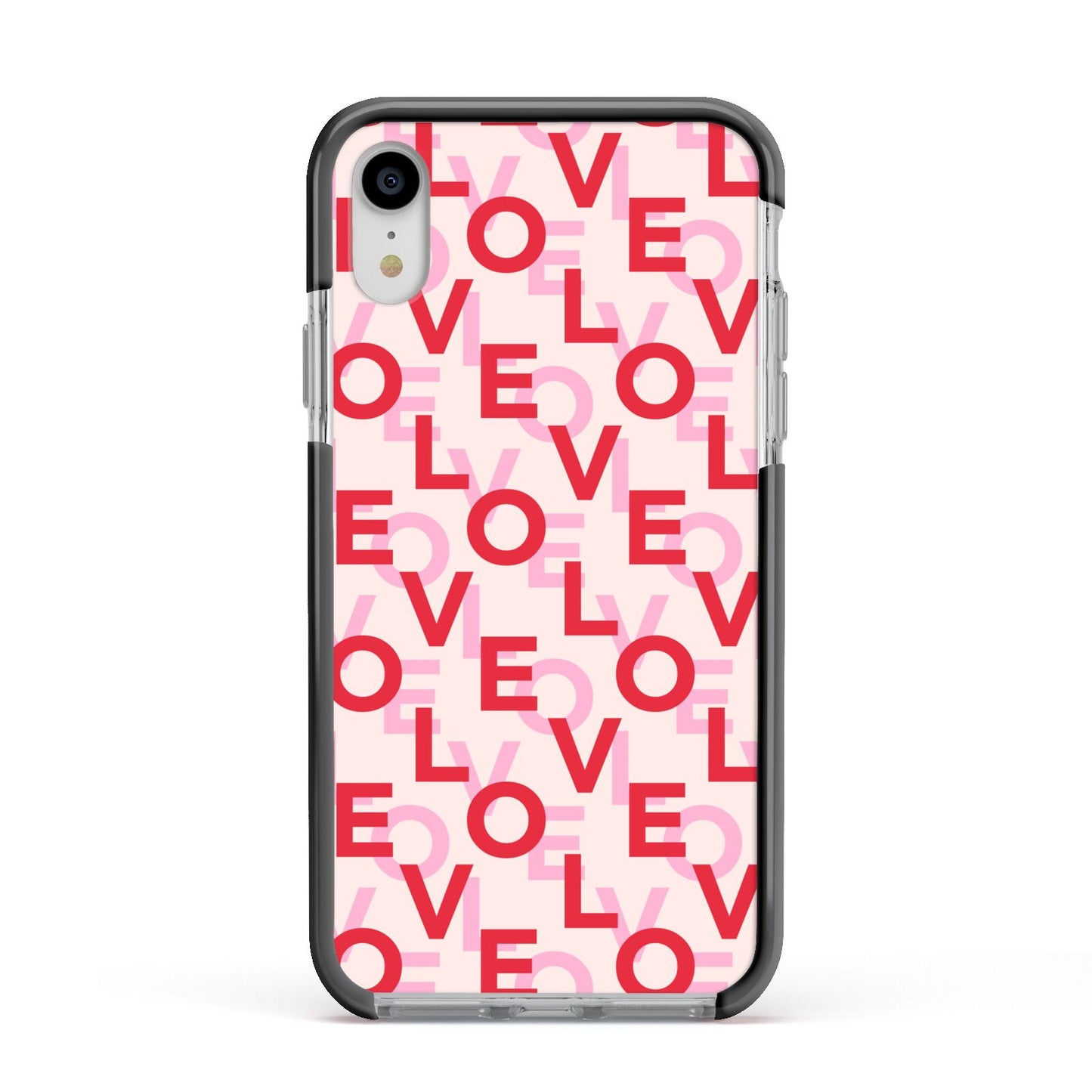 Love Valentine Apple iPhone XR Impact Case Black Edge on Silver Phone