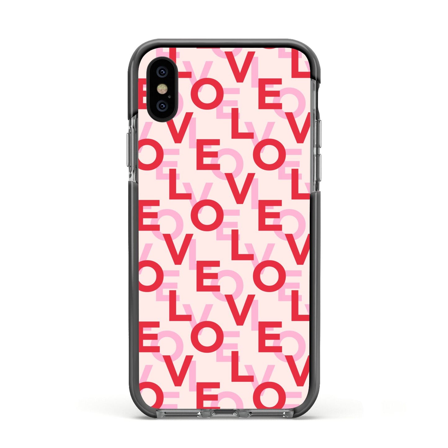 Love Valentine Apple iPhone Xs Impact Case Black Edge on Black Phone