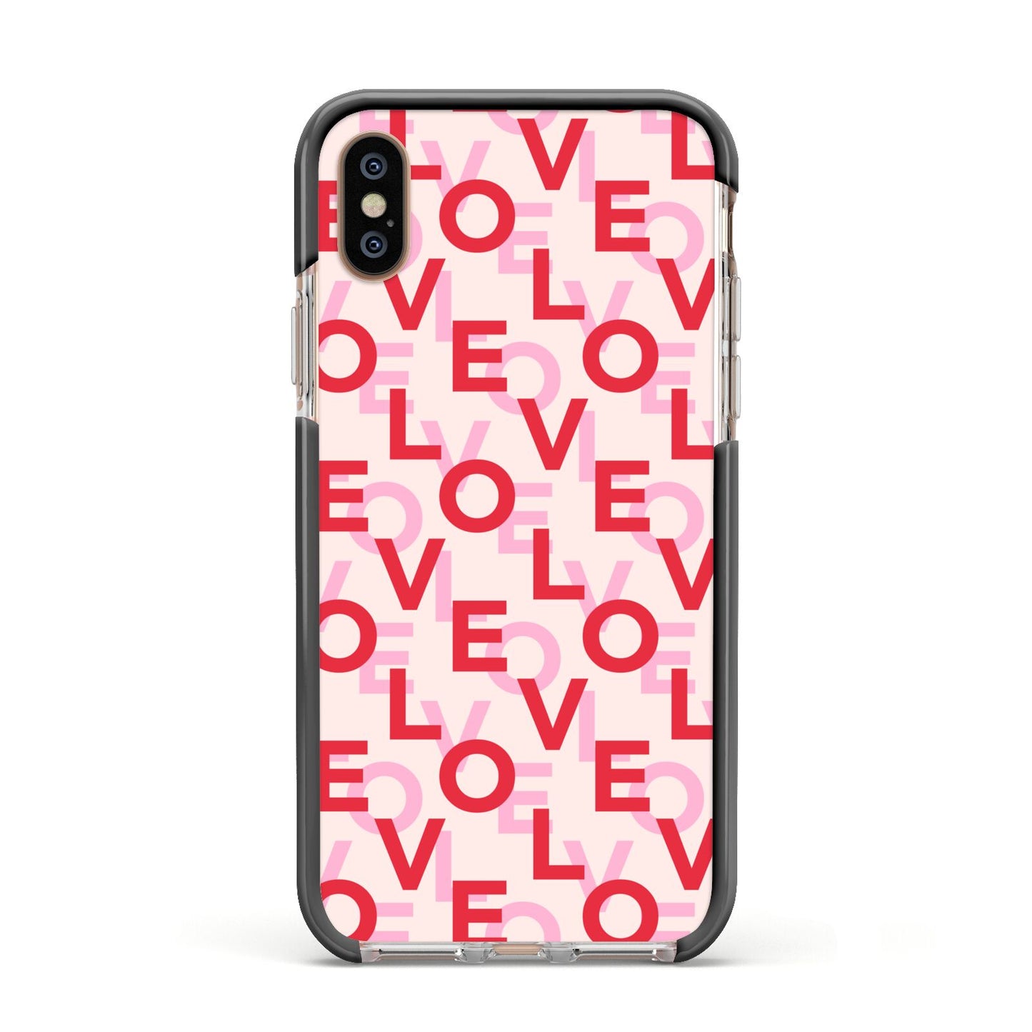 Love Valentine Apple iPhone Xs Impact Case Black Edge on Gold Phone