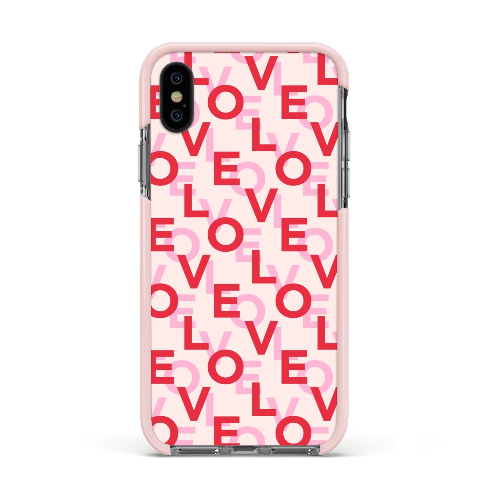 Love Valentine Apple iPhone Xs Impact Case Pink Edge on Black Phone
