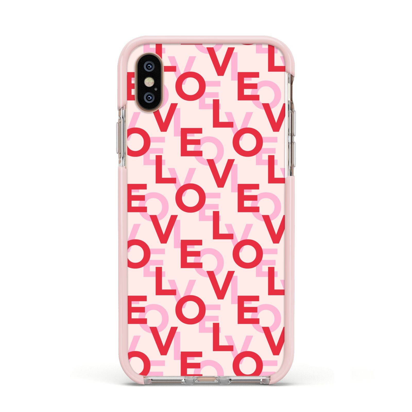 Love Valentine Apple iPhone Xs Impact Case Pink Edge on Gold Phone