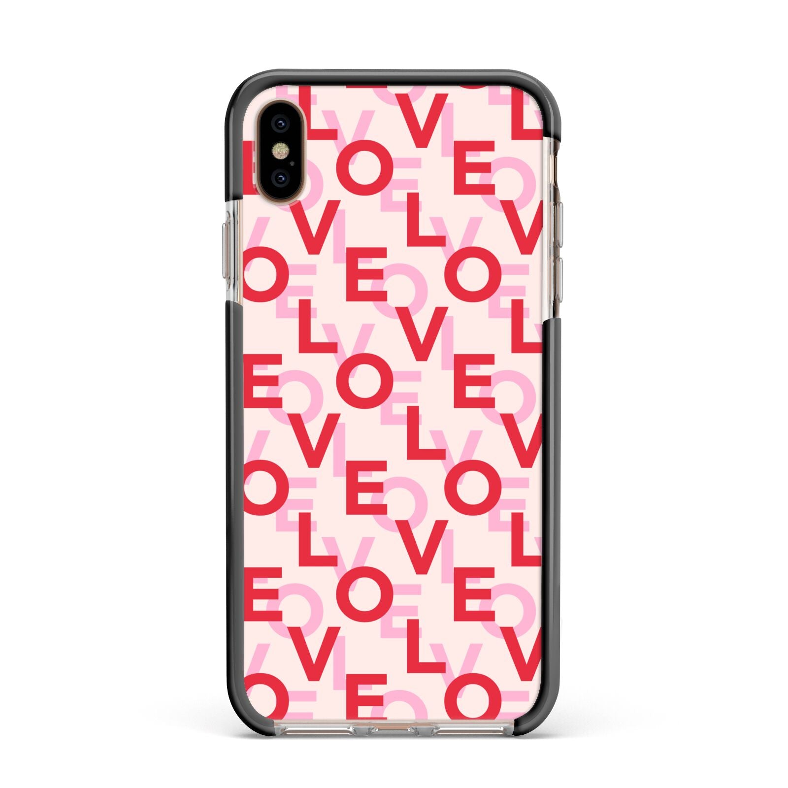 Love Valentine Apple iPhone Xs Max Impact Case Black Edge on Gold Phone
